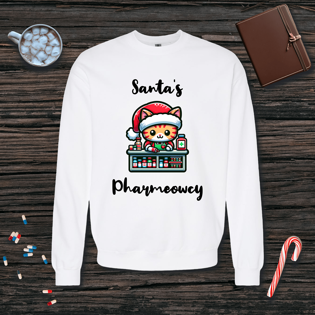 Santa's Pharmeowcy v2 Fleece Crewneck Sweatshirt