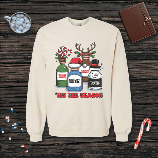 Tis The Season Holiday Meds Christmas Fleece Crewneck Sweatshirt