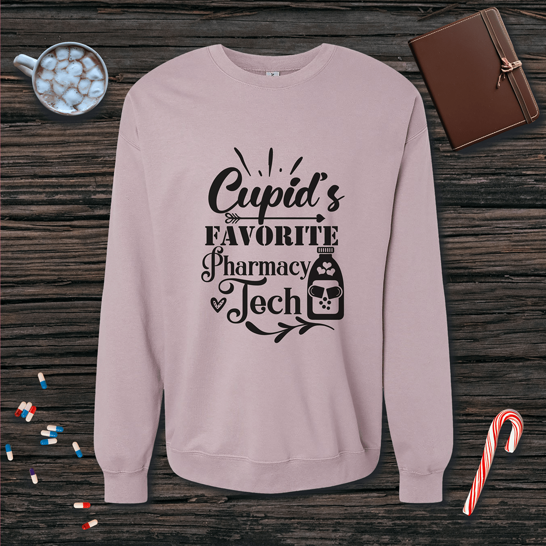 Cupid's Favorite Pharmacy Tech Fleece Crewneck Sweatshirt