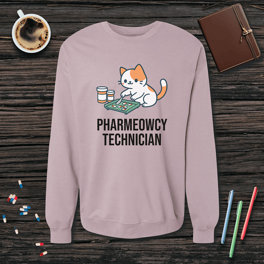 Pharmeowcy Technician Fleece Crewneck Sweatshirt