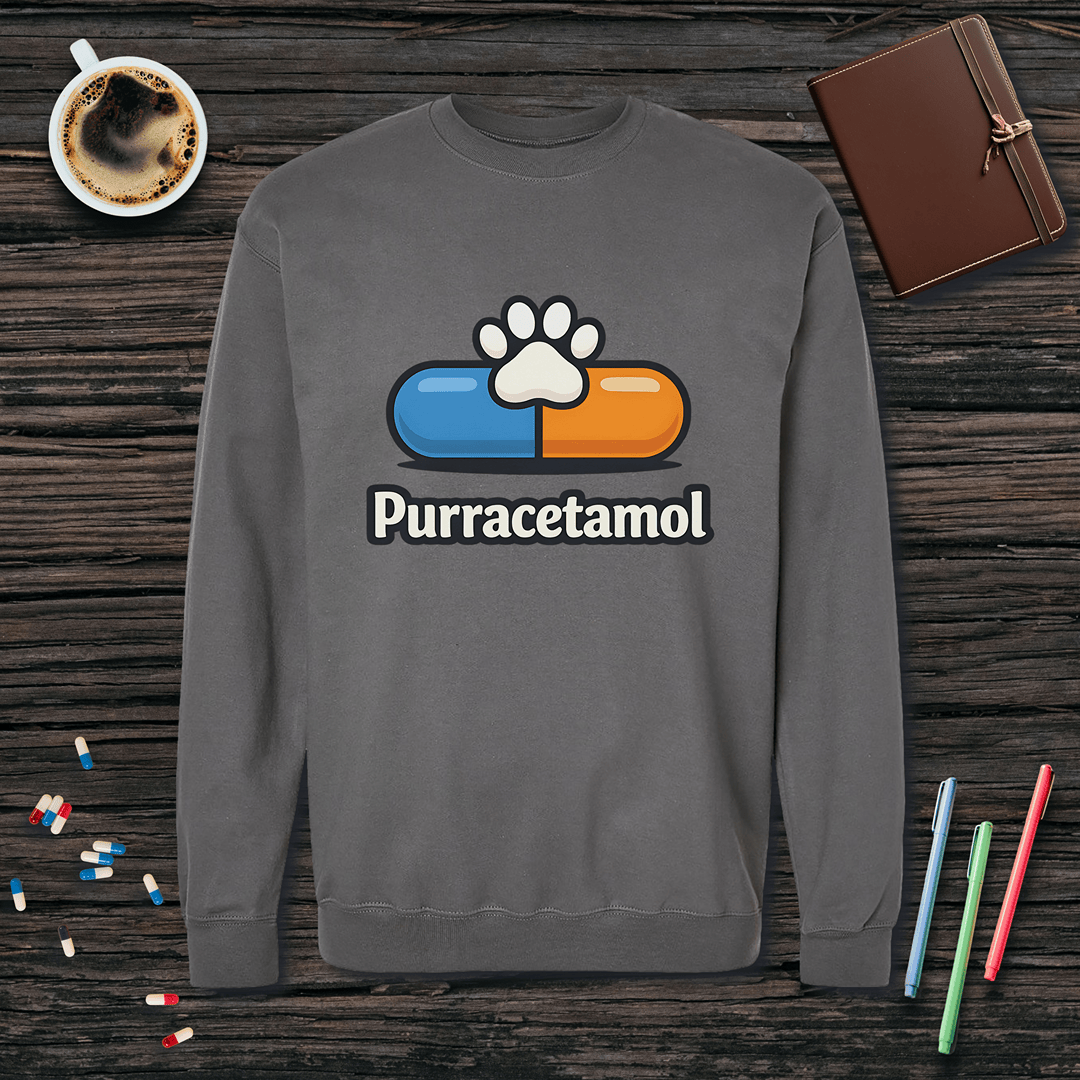 Purracetamol Fleece Crewneck Sweatshirt