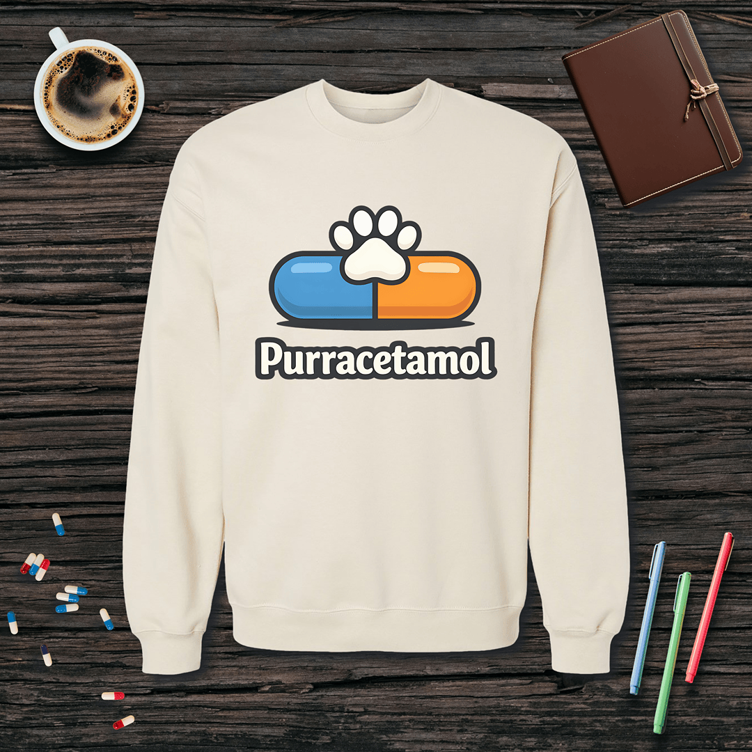 Purracetamol Fleece Crewneck Sweatshirt