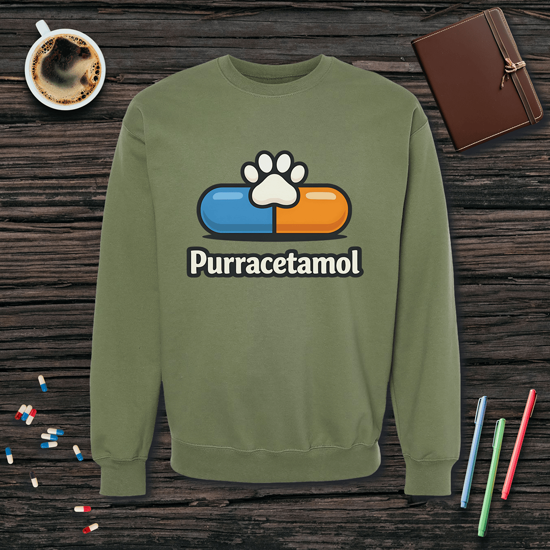 Purracetamol Fleece Crewneck Sweatshirt