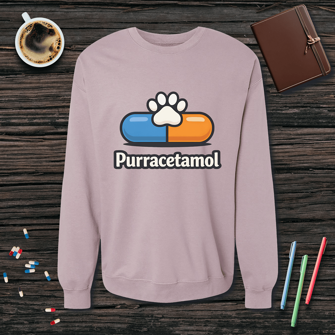 Purracetamol Fleece Crewneck Sweatshirt