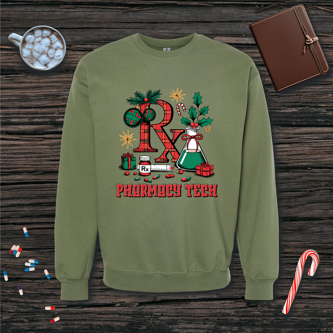 Christmas Pharmacy Tech Fleece Crewneck Sweatshirt