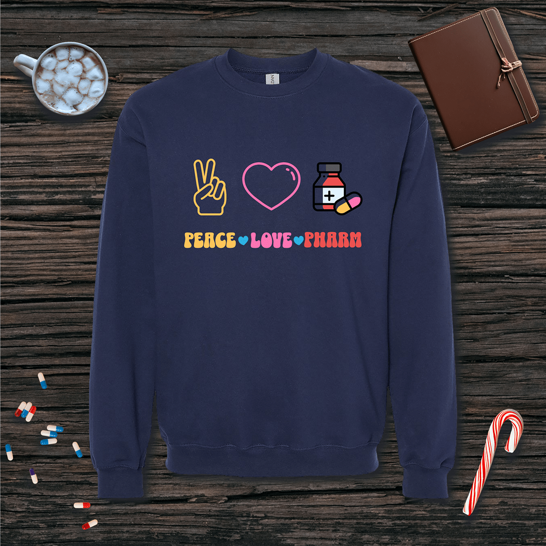 Peace Love Pharmacy v1 Fleece Crewneck Sweatshirt