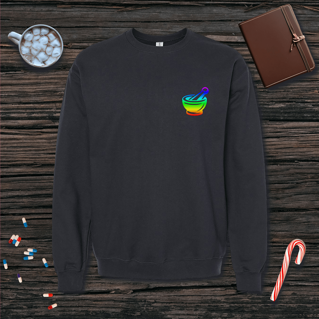 Rainbow Mortar and Pestle - Small Emblem Fleece Crewneck Sweatshirt