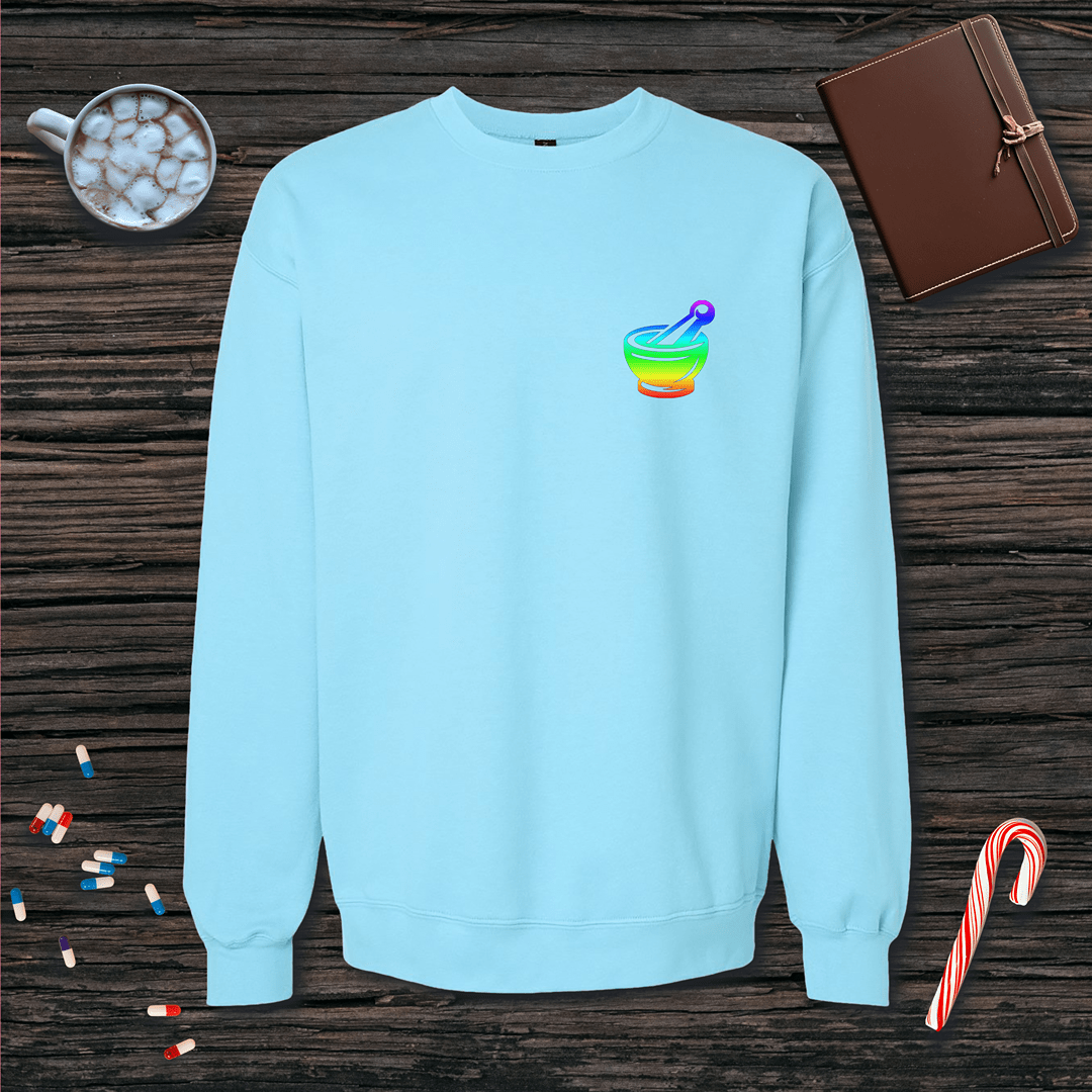 Rainbow Mortar and Pestle - Small Emblem Fleece Crewneck Sweatshirt