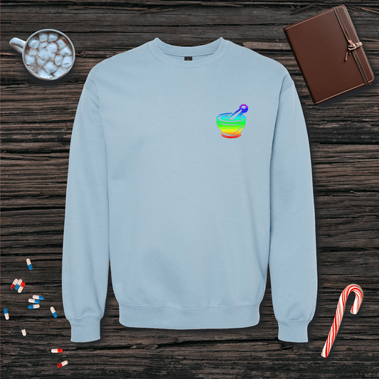 Rainbow Mortar and Pestle - Small Emblem Fleece Crewneck Sweatshirt