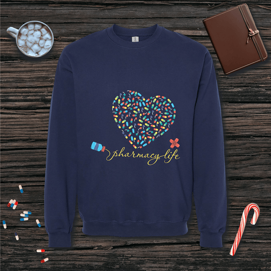 Pharmacy Life - Heart Fleece Crewneck Sweatshirt