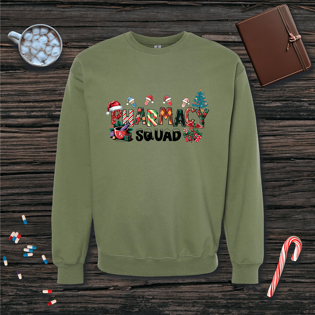 Christmas Hats Pharmacy Squad Fleece Crewneck Sweatshirt