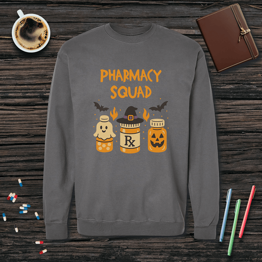 Pharmacy Squad Halloween Bottles Fleece Crewneck Sweatshirt