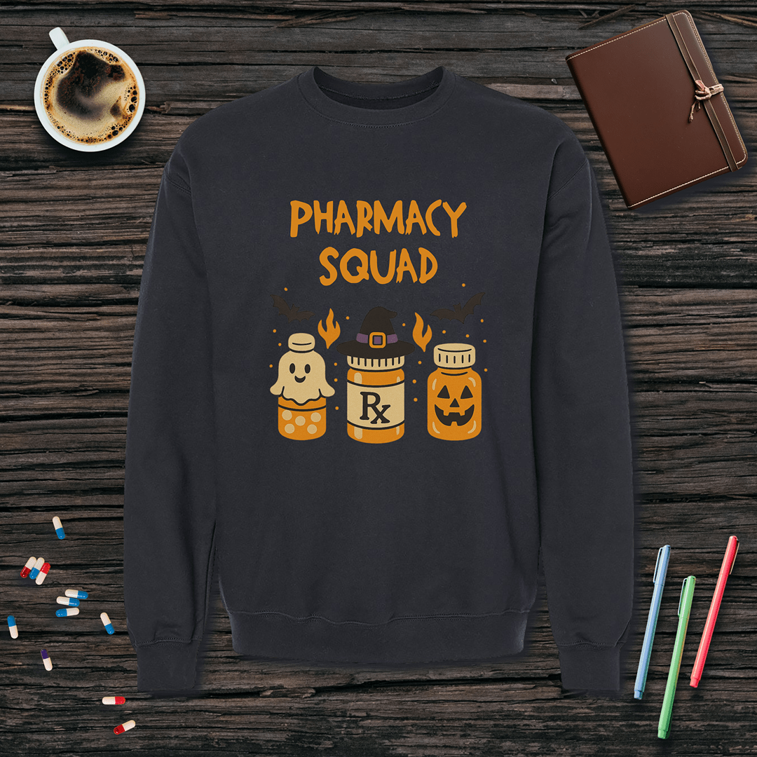 Pharmacy Squad Halloween Bottles Fleece Crewneck Sweatshirt