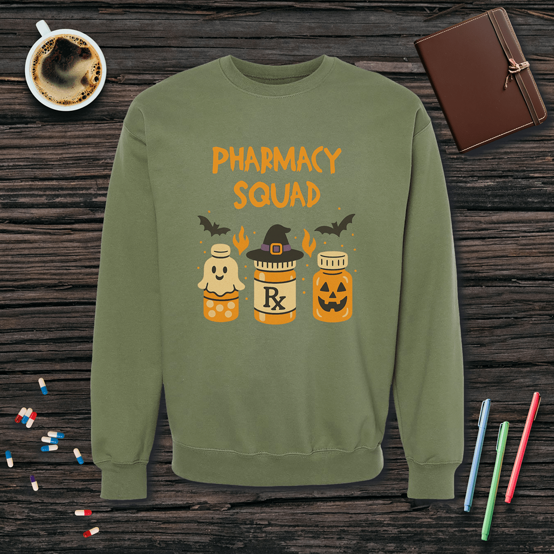 Pharmacy Squad Halloween Bottles Fleece Crewneck Sweatshirt