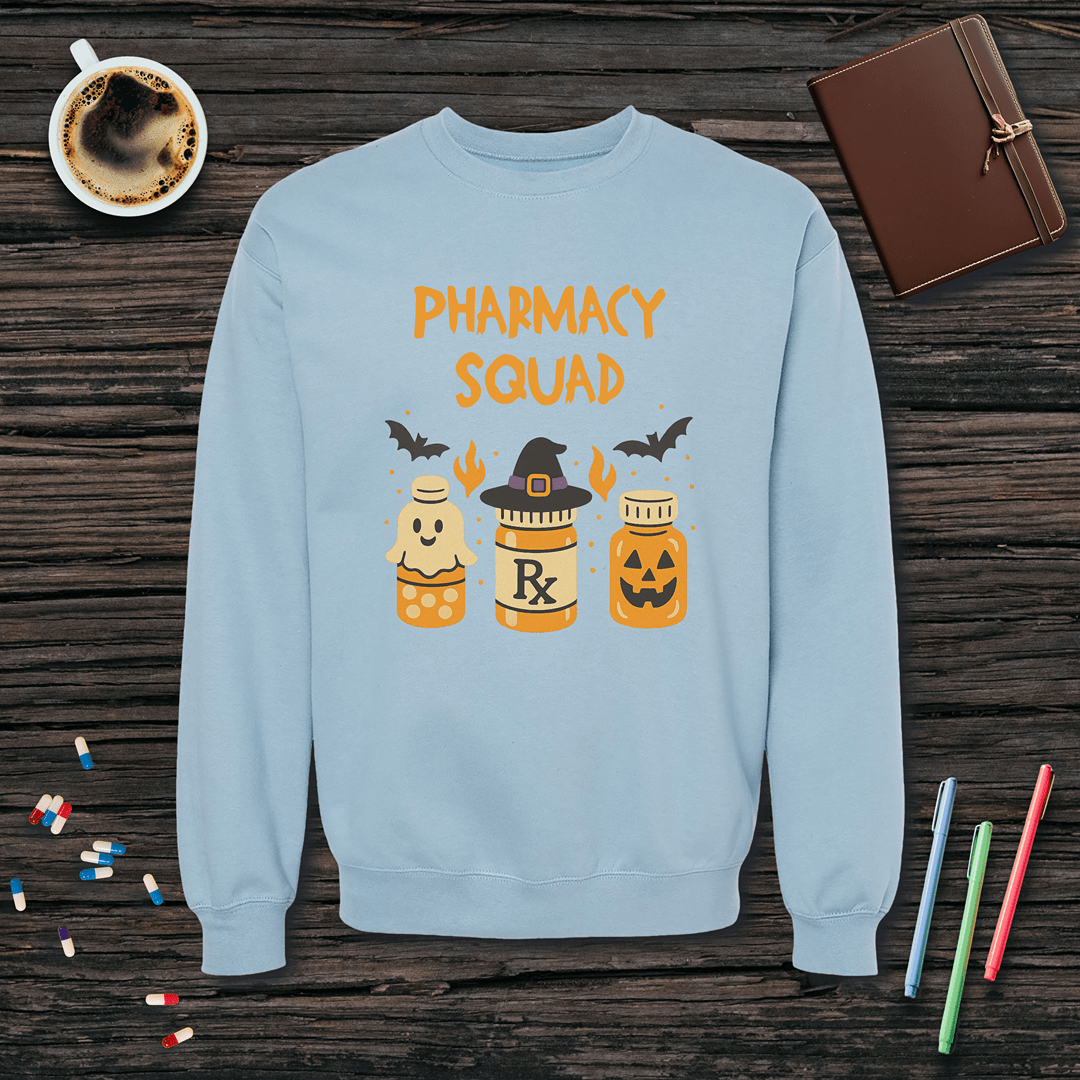 Pharmacy Squad Halloween Bottles Fleece Crewneck Sweatshirt
