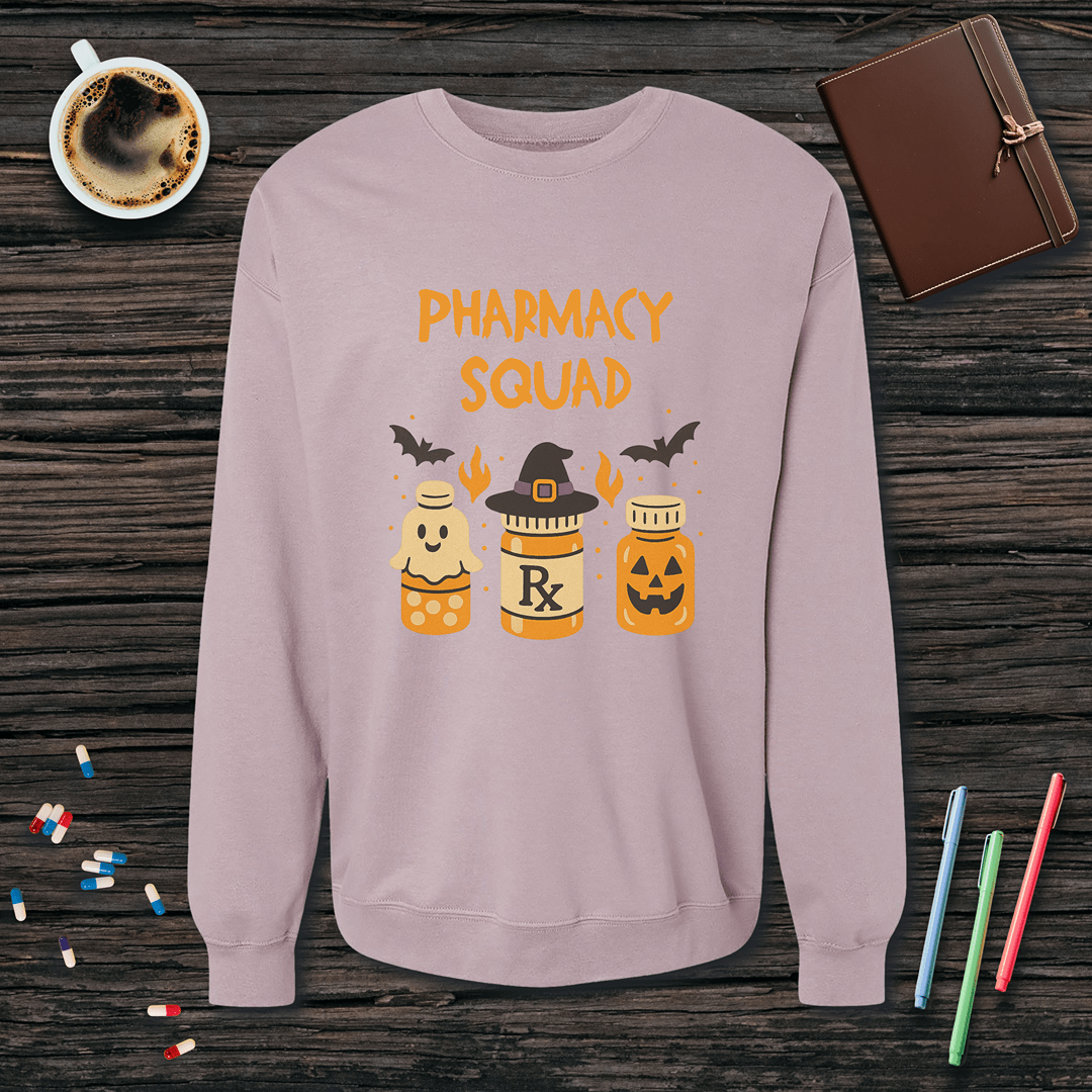 Pharmacy Squad Halloween Bottles Fleece Crewneck Sweatshirt