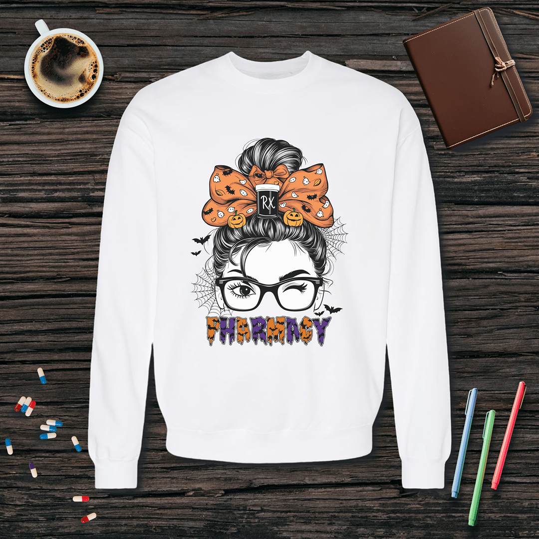 Pharmacy Top Bun - Halloween Fleece Crewneck Sweatshirt